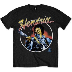 Jimi Hendrix - Script Circle Heren T-shirt - XXL - Zwart