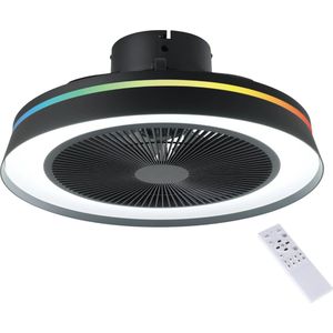 EGLO Vallonia Plafondventilator met lamp - Ø 48 cm - 6 snelheden - Instelbaar wit licht - RGB - Dimbaar - DC energy saving - Zwart