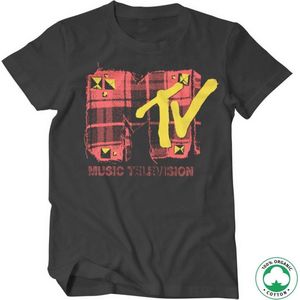 MTV Heren Tshirt -L- Plaid Organic Zwart