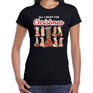 All I want for Christmas / piemels fout Kerst t-shirt - zwart - dames - Kerst t-shirt / Kerst outfit M