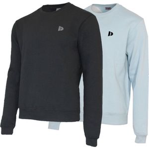 2 Pack Donnay - Fleece sweater ronde hals - Dean - Heren - Maat XL - Black & Light blue (492)