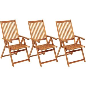 vidaXL Tuinstoelen 3 st inklapbaar met kussens hout Tuinstoel - Vintage Tuinset - Acacia Hout - Vouwen Stoel - Buitentoog Meubels