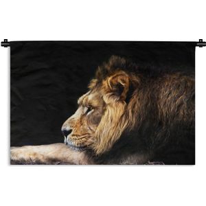 Wandkleed Leeuw - nieuw - Tekenachtige weergave van een leeuw Wandkleed katoen 120x80 cm - Wandtapijt met foto