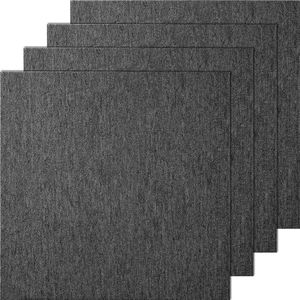 20“X20” Herbruikbare Tapijttegels, Zacht Gevoerde Vierkanten met Demping, Eenvoudige Doe-Het-Zelf Installatie voor Slaapkamer, Woonkamer, Binnen en Buiten - Donkergrijs (20 Tegels)