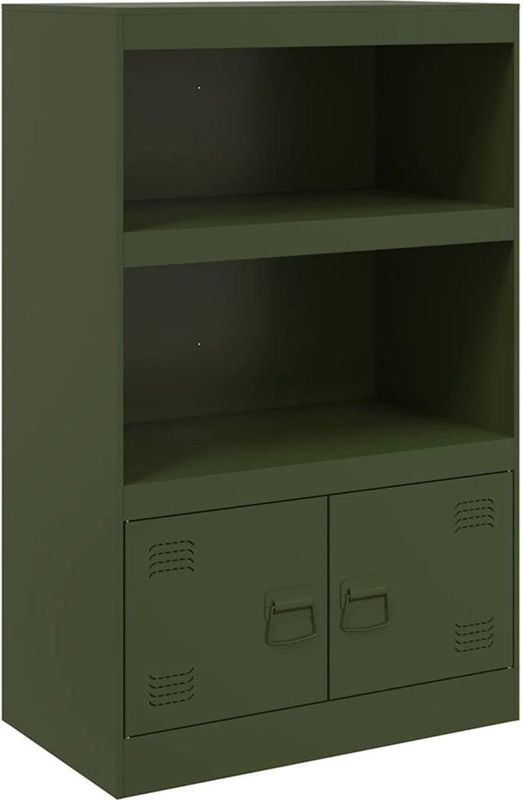 vidaXL - Dressoir - 67x39x107 - cm - staal - olijfgroen