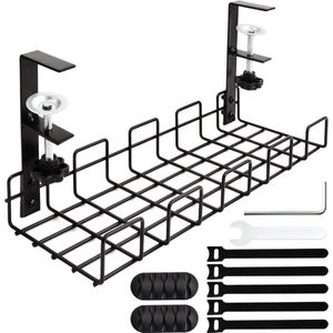 Inovra ® Kabelbeheer Bureau Organisator Onder Bureau Kabelhouder Met Grote Capaciteit Voor Kantoorruimtes, Zwart