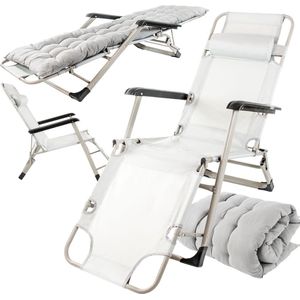 Ligbed tuin - grijs - 176x60x30 cm - weerbestendig