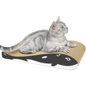 Omkeerbare kattenkrabplank van karton met biologisch kattenkruid - duurzaam krabkussen - gebogen vorm - 44 x 23 x 8 cm