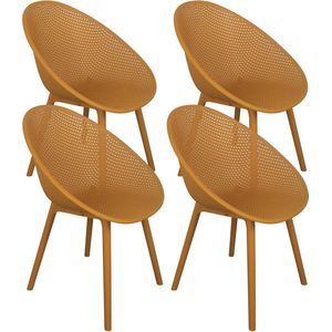 Oviala - Buda - Set van 4 Mosterdgele Kunststof Terrasstoelen
