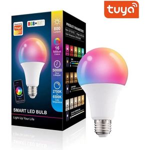 Tuya Slimme LED lamp 12 watt - E27 fitting - RGBWW Multicolor en Wit - Smart home