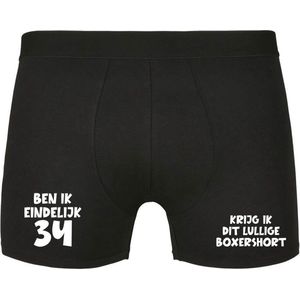 Ben ik eindelijk 34, krijg ik dit lullige boxershort Heren Boxershort - verjaardag - jarig - 34e verjaardag - feest - onderbroek - grappig