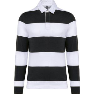 Kariban Gestreepte uniseks polo lange mouwen K285 - Black / White Stripes - XS