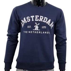 Hitman - Heren Trui - Heren Sweater - Holland Souvenir - Amsterdam Souvenir - Amsterdam Sweater - Blauw - Maat M