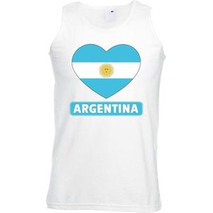 Argentinie hart vlag singlet shirt/ tanktop wit heren L