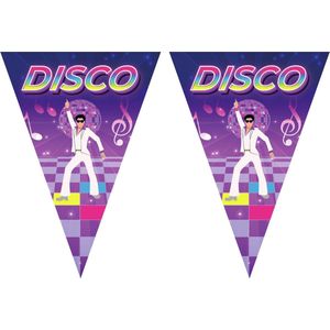 2x stuks disco thema vlaggetjes slingers/vlaggenlijnen paars van 5 meter - Saturday night fever - 70s - Feestartikelen/versiering