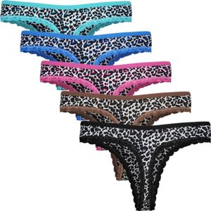 Strings Dames Katoen - 6 - Pack - Maat XL - Panter mix kleur - Dames slips