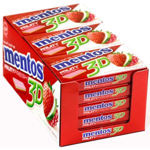Mentos Fruity Fresh 3 Aardbei kauwgom - 12 pakjes