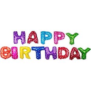 Happy Birthday Ballonnen -Kleur - hartjes - 40cm p.s. - Folie Ballon - Thema Verjaardag - Feest - Ballonnen set - Slinger - Versiering - Helium ballon