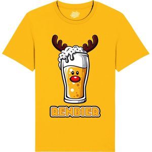 Renbier - Foute Kersttrui Kerstcadeau - Dames / Heren / Unisex Kleding - Grappige Kerst Outfit - T-Shirt - Unisex - Geel - Maat S