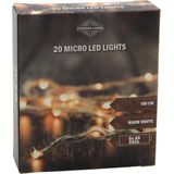 Touwverlichting met 20 micro led lampjes sfeerverlichting op batterij - 100 cm - Kerstverlichting/sfeerverlichting touw
