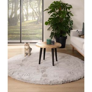 Rond hoogpolig vloerkleed - Comfy plus - lichtgrijs 80 cm rond