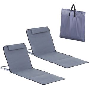 Strandstoel met draagtas - Strandmat - Strand - Vouwmatras - Ligbed - Zonnebed - Staal - 134 x 48 x 33-43 cm