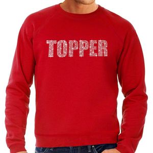 Glitter Topper foute trui rood met steentjes/ rhinestones voor heren - Glitter kleding/ foute party outfit XL