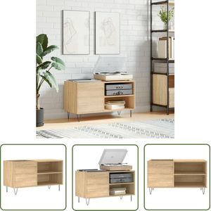 The Living Store Platenkast - Vinyl Meubel - 85x38x48 cm - Sonoma eiken