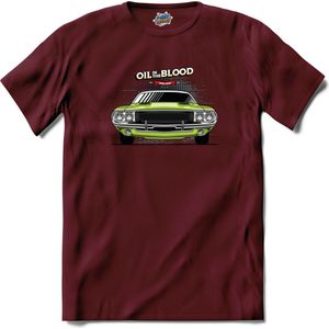 Oil In The Blood | Auto - Cars - Retro - T-Shirt - Unisex - Burgundy - Maat XXL