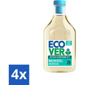 Ecover - Vloeibaar Wasmiddel - Universeel - Kamperfoelie & Jasmijn - 1 L - 28 Wasbeurten - Voordeelverpakking - 4 stuks