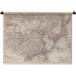 Wandkleed Antieke Keizerrijken in kaart - Oude kaart van China en Japan Wandkleed katoen 150x112 cm - Wandtapijt met foto