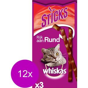 Whiskas Sticks 18 g - Kattensnack - 12 x Rund
