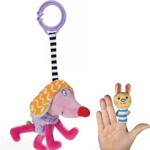 Kooky Dog (Paars) 17 cm + Pluche Knuffel Vingerpop (10 cm) [Speelgoed Baby Kinderen Jongens Meisjes]