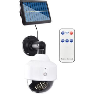 Lexorion Nepoog - Dummy camera - Nep Camera - Solar Licht met Bewegingssensor - Dummy Beveiligingscamera Buiten met Afzonderlijk Zonnepaneel - 3 Verlichtingsmodi - IP66 Waterdicht - Ideaal voor Huisbeveiliging, Tuin, Veranda, Garage, Oprit - Wit