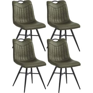 Colenis® - Verty Eetkamerstoel - Set van 4 - Groen - Microvezel - Microfiber - Industrieel - Design