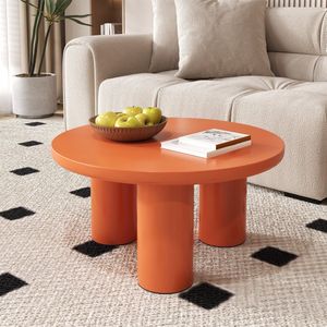 Sweiko Ronde salontafel, diameter 72.2 cm, hoogte 35.35 cm, gelakt MDF tafelblad en PVC poten, oranje