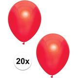 20x Rode metallic ballonnen 30 cm - Feestversiering/decoratie ballonnen rood
