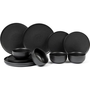 ASA Selection Serviesset Coppa Kuro - 12-delig / 4 personen - 4 ontbijtborden, 4 dinerborden en 4 kleine kommen