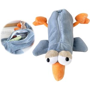 Pluche Etui voor Meisjes en Jongens - Esthetisch Klein Etui voor School Kawaii Schoolspullen Pennenetui als Schoolaccessoires Dier Blauw