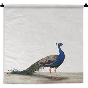 Wandkleed Animalprintshop - Pauw dierenprint kinderkamer Wandkleed katoen 60x60 cm - Wandtapijt met foto