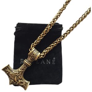 Stoere Heren Ketting-Sterk Edelstaal - Thor Hamer Scandinavisch – Voor Een Echte Man – Oud Brons– 70 cm