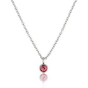 My Bendel - Elegante zilveren ketting met roze Zirkonia steentje - Mooie zilveren ketting met Zirkonia steen - Verkleurt niet - Met luxe cadeauverpakking