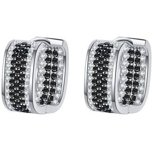 S925 puur zilveren zwart met witte color-blocked diamanten oorbellen