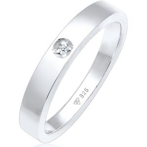 Elli PREMIUM Dames Ring Solitaire Classic met Diamant (0.015 ct.) in 925 Sterling Zilver