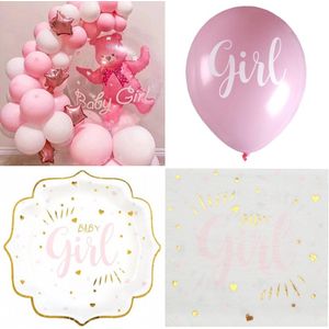 Babyshower of genderreveal set It's a Girl met ballonnen, bordjes en servetten 90-delig - babyshower - genderreveal - baby - zwanger - geboorte