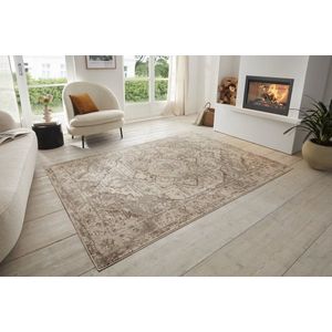 Flycarpets Terrain Designer Laagpolig vloerkleed - Crème / Bruin - 240x340 cm