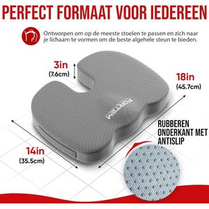 Stoelkussen, Zitkussen voor Bureaustoel, Autostoelkussen, Orthopedisch Kussen, Stuitkussen, Traagschuim Zitkussen voor Bureaustoel, Wasbare Hoes