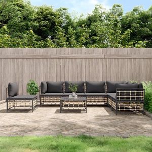 vidaXL 8-delige Loungeset - Antraciet - Poly Rattan Hoekbank - Lounge Set - Tuinset - Buitenshuis Wonen - Poly Rattan - Antraciet - Loungemodule - Relaxen