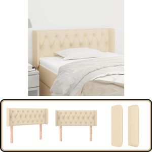 vidaXL Hoofdbord - 93x16x78/88 cm - Stof - Crème Hoofd Bord - Hoofdkussen - Beddecoratie - Slaap Accessoires - Klassiek Hoofdbord
