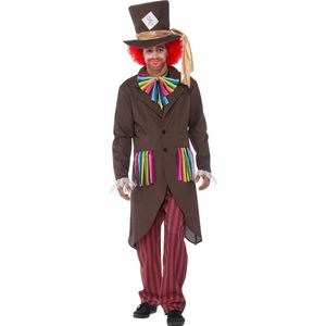 Karnival Costumes Verkleedpak Mad Hatter Kostuum Heren Carnavalskleding Heren Carnaval - Polyester - Maat XL - 4-Delig Jas/Broek/Strik/Hoed met Sjaal